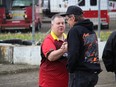 Cornwall Motor Speedway veteran track announcer Hugh Primeau Jr. was one of many track officials renewing acquaintances Sunday night when the 2023 campaign got underway. Photo on Sunday, May 21, 2023, in Cornwall, Ont. Todd Hambleton/Cornwall Standard-Freeholder/Postmedia Network