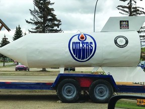 Doreen Toporowski captures the Oilers rocket in all of its glory as the team continues their playoff quest. (Doreen Toporowski)