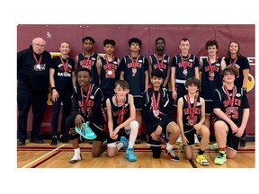 The Brantford CYO Hawks under-14 major bantam boys basketball team recently won silver in Division 9 at the Ontario Cup. Submitted