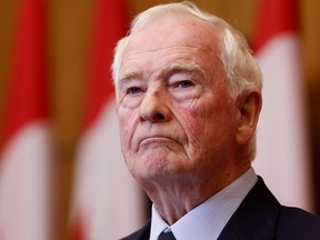 David Johnston, special rapporteur on foreign interference, holds a press conference about his findings and recommendations in Ottawa, on May 23, 2023.
