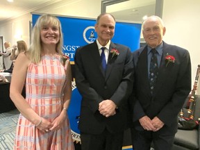 Sarah Dupre-Healy, Doug Jeffries and Ted Batchelor, three of the six Kingston and District Sports Hall of Fame inductees on Friday, May 5, 2023. Other inductees were Jay McKee, who was unable to make the ceremony, and two members inducted posthumously, Bill Taugher and Kevin Dickey.