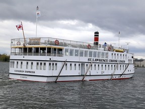 The Canadian Empress owned by St. Lawrence Cruise Lines of Kingston departs Crawford Wharf for a brief tour of Kingston's waterfront on Thursday May 4 2023. (Ian MacAlpine/The Whig-Standard/Postmedia Network)