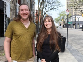 Dane Hansen and Alanna Levis are homelessness prevention outreach workers for Lambton County. They work directly with individuals experiencing homelessness. (Paul Morden/The Observer)
