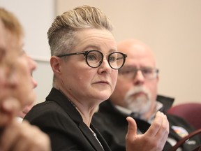 Sarnia Coun. Chrissy McRoberts speaks during Wednesday's Lambton County council meeting about services for the chronically homeless.
Paul Morden/The Observer