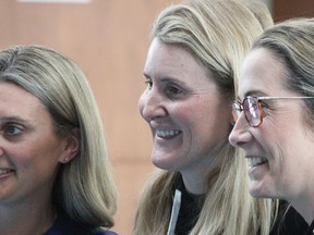 Dr. Hayley Wickenheiser visits with people at Bluewater Health in Sarnia Thursday.  Wickenheiser was scheduled to speak at a Bluewater Health Foundation fundraising gala later that day.  (Tyler Kula/ The Observer)