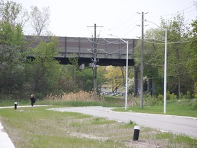 The Rapids Parkway ends just north of a Highway 402 overpass.  Plans are to extend the parkway all the way to Exmouth Street, with the next phase in that plan starting this summer, city officials say.  (Tyler Kula/ The Observer)