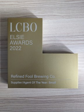 Sarnia's Refined Fool Brewing Co. recently won a small supplier of the year Elsie award from the LCBO.  (Submitted)
