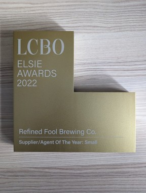 Sarnia's Refined Fool Brewing Co. recently won a small supplier of the year Elsie award from the LCBO. (Submitted)