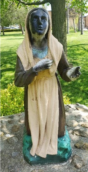 Police are investigating after vandals used spray paint to damage religious statues at Sacred Heart Church located on Albert Street in Langton.  CONTRIBUTED