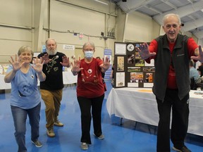 Norma Daoust, Bill Hartsgrove, Leslie Norton and Norm Timpson of Taoist Tai Chi Arts demonstrate some moves on Saturday, May 6 at the Mind Body Spirit Health and Wellness Fair held at The Aud in Simcoe. The event was organized by Community Addiction and Mental Health Services of Haldimand and Norfolk.