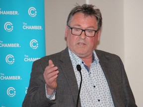 Erik Marsden speaks at Timmins Chamber luncheon