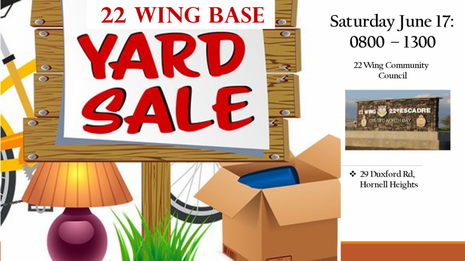 22 Wing/CFB North hosting a big yard sale June 17th | North Bay Nugget