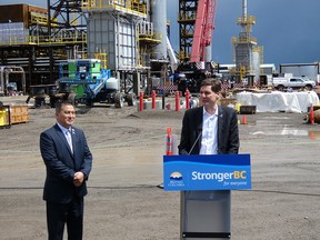 Premier David Eby and Prince George Mayor Simon Yu at the Tidewater Renewables work site.