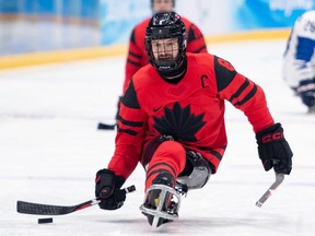 Team Canada para hockey captain Tyler McGregor of Forest, Ont., is shown in March 2022 at the Beijing Paralympics. (Canadian Paralympic Committee)