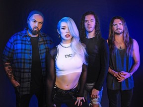 Alternative metal band Sumo Cyco will headline the second stage at Crew Fest on July 29, 2023 in Brantford, Ontario. Band members are (left to right) Matt Drake, Skye Sweetnam, Oscar Anesetti, and Joey Muha. PHOTO BY FRANCESCA LUDIKAR