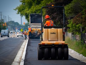 Paving work on multi-use trail in Sarnia