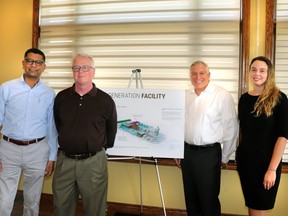 Moraine Initiatives (l-r) vice-president Ankur Mathur, Technical Manager John Nutter, Environmental Manager Roy Belden and Development Manager Bridget Dougherty shared what their proposed facility would look like.