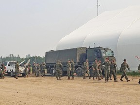 The Canadian military arrived at Deep Creek on Monday to assist Alberta Wildfire with the Shining Bank Lake wildfire.