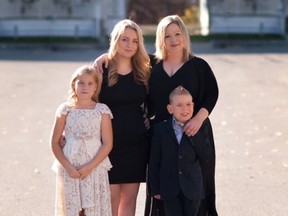 Lisa Pedersen, right, has filed a lawsuit against Starbucks, alleging wrongful termination. Diagnosed with myeloproliferative neoplasm, a rare form of blood cancer, Lisa balances her chemotherapy treatments while caring for her three children, Taiga, Sloan and Gage (from left to right), who requires constant care.