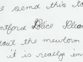 Police released a samples of the note they received from someone who claimed to be the mother of Baby Parker and hope, even today, that someone will recognize the distinctive handwriting.