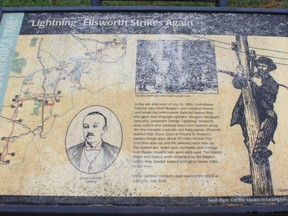The "'Lightning' Ellsworth Strikes Again" historical marker in Vienna, Ind.