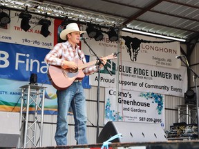 Dusty Golden, a native of the Mayerthorpe area, performed Saturday afternoon at Summerfest in Sangudo.