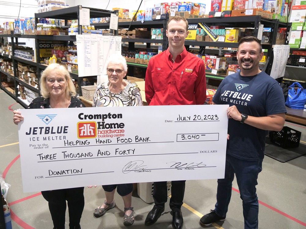 Crompton Home Hardware, Tillsonbrands donate to food bank The