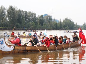 The Voyageur Canoe Brigade officially set off Friday morning from Riverboat Park in Whitecourt to Blue Ridge.