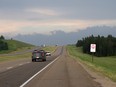 Rainclouds moved in over Highway 43 between Mayerthorpe and Whitecourt early Monday evening. The area was on tornado watch, later moved to severe thunderstorm watch.