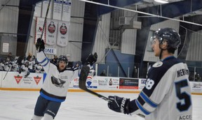 The Saugeen Shores Winterhawks top the Ripley Wolves 4-1 on March 12, 2023 to stay alive in the WOAA senior "AA" semifinals.