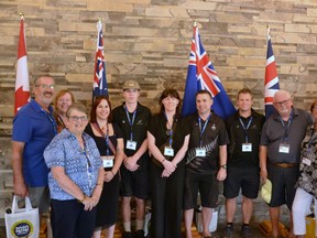 Members of the local Stratfords of the World advisory committee welcome delegates from the Town of Stratford in New Zealand at the Stratford (Ontario) Golf and Country Club Wednesday afternoon.