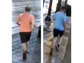 Photos of two suspects police believe were involved in a serious assault in downtown Owen Sound on the evening of Aug. 17, 2023.