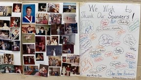 Photos of Matt Reaume were on display at the WISH Centre, along with a list of sponsors for the event. (Handout)