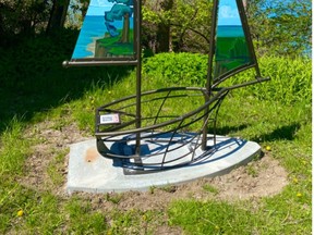 One of six sailboat art installations in Bayfield.
