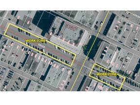 City of Prince George infographic showing road closures on 3rd Avenue.