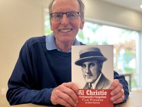 Western University lecturer Mark Kearney holds a copy of his new book about Al Christie, a long-forgotten film pioneer from London.  His biography, Al Christie: Hollywood's Forgotten Film Pioneer, is available for purchase on Amazon.  (Calvi Leon/The London Free Press)