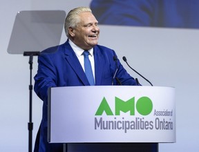 Doug Ford addresses AMO delegates in London, ON
