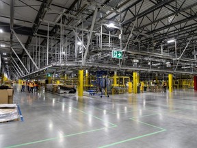 Workers at Amazon's new fulfilment centre in Southwold Township will pick, pack and ship up to 750,000 items a day, assisted by the company's robotics technology. The facility called YXU1 after the code for London International Airport opens Oct. 1. Photo taken on Tuesday, Aug. 22, 2023. (Derek Ruttan/The London Free Press)
