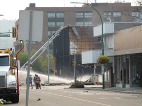 Water being sprayed at an explosion site