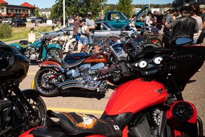 Harley Davidson motorcycles at the Acden Show and Shine in Fort McMurray on August 13, 2023. Vincent McDermott/Fort McMurray Today/Postmedia Network