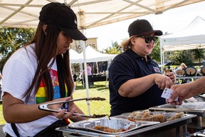 Noodles from Fusion Foodies is served at Fort McMurray Heritage Village for the Empty Bowls Festival on August 20, 2023. The annual fundraiser benefits the Wood Buffalo Food Bank. Vincent McDermott/Fort McMurray Today/Postmedia Network