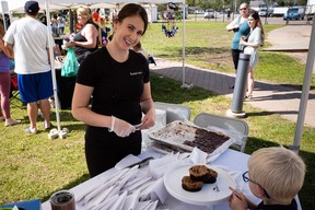 Cookies and Nanaimo bars at the Evermore Kookie booth at Fort McMurray Heritage Village for the Empty Bowls Festival on August 20, 2023. The annual fundraiser benefits the Wood Buffalo Food Bank. Vincent McDermott/Fort McMurray Today/Postmedia Network