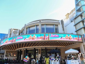 The Grove's Theater marquee announced the opening of the "Barbie" movie in Los Angeles on July 20, 2023. In Canada, the prime minister wasted little time letting everyone know on social media that he was seeing it with his son.