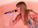 U.S. singer-songwriter Taylor Swift performs during her Eras Tour at Sofi stadium in Inglewood, Cali., on August 7, 2023. Photo by Michael Tran / AFP