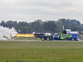 Bone Shaker jet truck hurtles down the runway