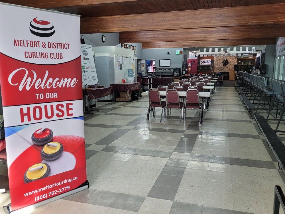Inside a curling rink dining area