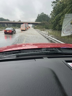 Flooding closed roads in Warwick Township Aug.  23.