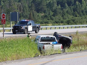 Three vehicles were involved in a collision at the junction of Municipal Road 55 and Highway 17 in Greater Sudbury, Ont. on Tuesday August 8, 2023