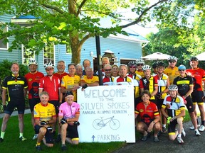 Silvers Spokes Cycling Club held an alumni reunion on August 13 which included a group ride west of Tillsonburg and barbecue. SUBMITTED