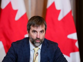 Environment Minister Steven Guilbeault speaks at a press conference, in Ottawa, Monday, June 5, 2023.